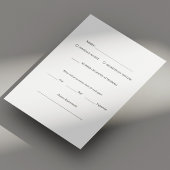 Carte RSVP de mariage blanc moderne en noir