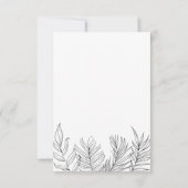 Carte RSVP de mariage blanc noir feuille tropicale (Dos)