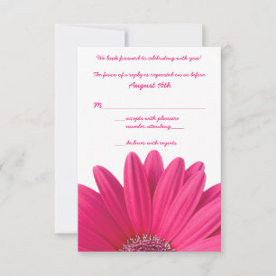 Carte RSVP de mariage blanc rose chaud Gerbera Dai