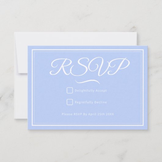 Carte RSVP de mariage bleu (Devant)