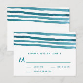 Carte RSVP de mariage bleu aquarelle (Devant / Derrière)