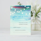 carte RSVP de mariage bleu de plage moderne (Debout devant)