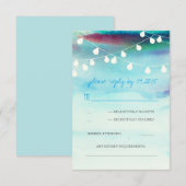 carte RSVP de mariage bleu de plage moderne (Devant / Derrière)
