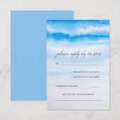 carte RSVP de mariage bleu d'eau moderne (Devant / Derrière)