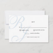 Carte RSVP de mariage bleu et blanc Dusty (Devant)