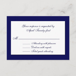 Carte RSVP de mariage bleu et blanc élégant