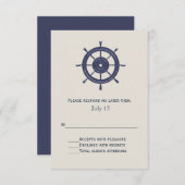 Carte RSVP de mariage bleu et ivoire (Devant / Derrière)