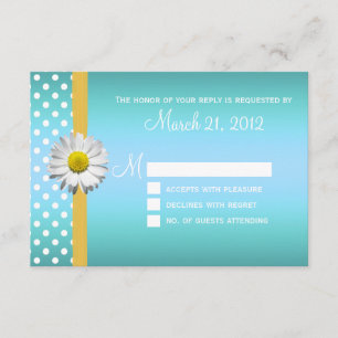 Carte RSVP de mariage bleu et jaune
