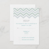 Carte RSVP de mariage bleu et vert Chevron (Devant / Derrière)