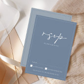 Carte RSVP de mariage bleu foncé simple