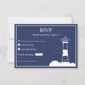 Carte RSVP de mariage bleu Lighthouse Navy (Devant)