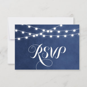 Carte RSVP de mariage bleu marine