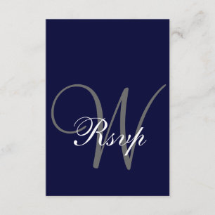 Carte RSVP de mariage bleu marine