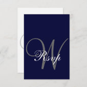 Carte RSVP de mariage bleu marine (Devant / Derrière)