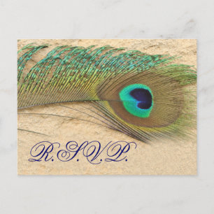 carte rsvp de mariage bleu paon