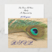 carte rsvp de mariage bleu paon (Devant / Derrière)