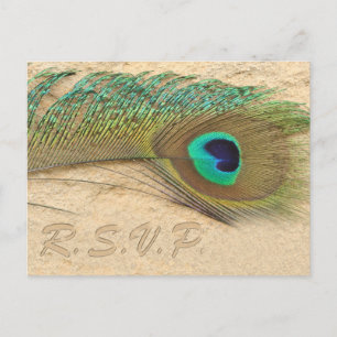 carte rsvp de mariage bleu paon
