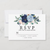 Carte RSVP de mariage bleu rose rustique (Devant)