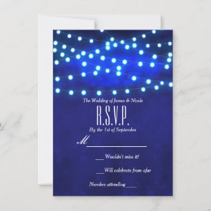 Carte RSVP de mariage bleu rustique