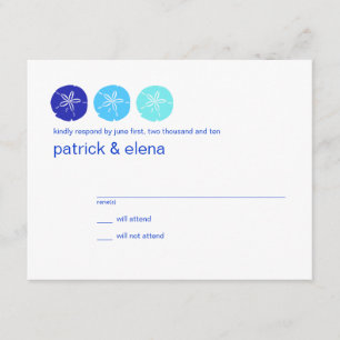Carte RSVP de mariage bleu sable Dollar