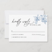 Carte RSVP de mariage bleu victorien classique (Devant)