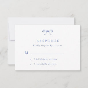 Carte RSVP de mariage bleu vintage