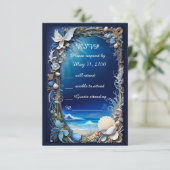 carte rsvp de mariage bleue (Debout devant)