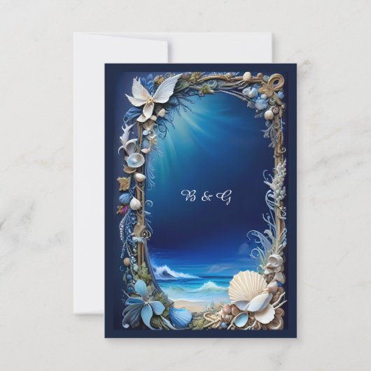 carte rsvp de mariage bleue (Dos)