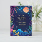 carte rsvp de mariage bleue (Debout devant)