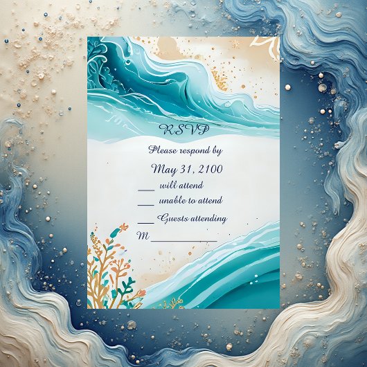 carte rsvp de mariage bleue