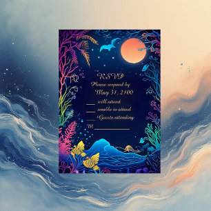 carte rsvp de mariage bleue