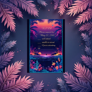 carte rsvp de mariage bleue