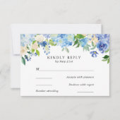 Carte RSVP de mariage Blue Hydrangea Flowers (Devant)