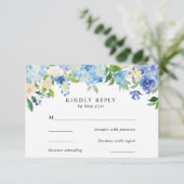 Carte RSVP de mariage Blue Hydrangea Flowers (Debout devant)