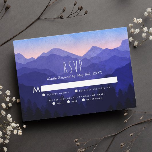 Carte RSVP de mariage Blue Mountains