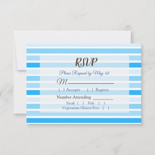 Carte RSVP de mariage Blue Stripes (Devant)