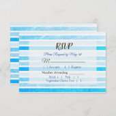 Carte RSVP de mariage Blue Stripes (Devant / Derrière)