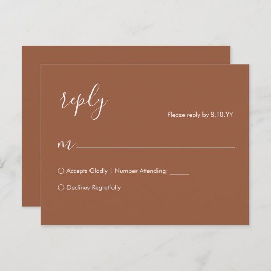 Carte RSVP de mariage Boho en terre cuite (Devant / Derrière)