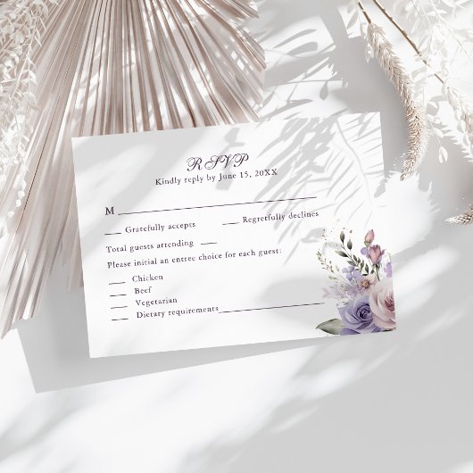 Carte RSVP de mariage Boho Mauve et Lilac