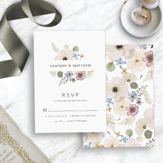 Carte RSVP de mariage Boho moderne