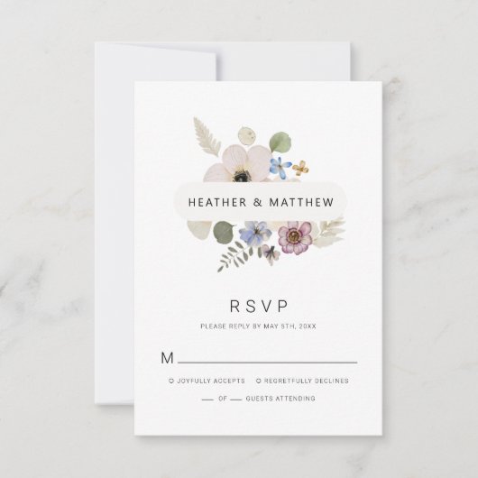 Carte RSVP de mariage Boho moderne (Devant)