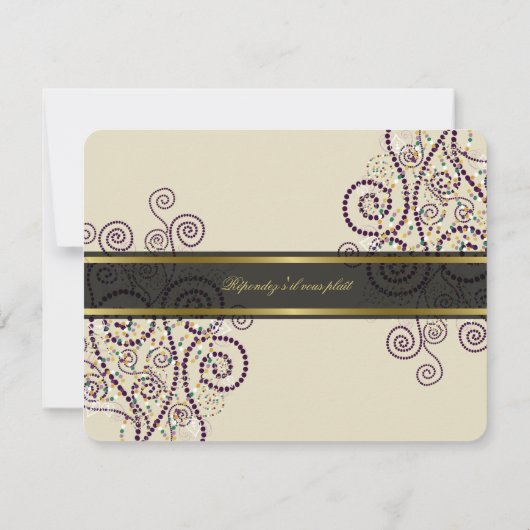 Carte RSVP de mariage Boho pourpre Boho élégant (Dos)