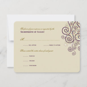 Carte RSVP de mariage Boho pourpre Boho élégant