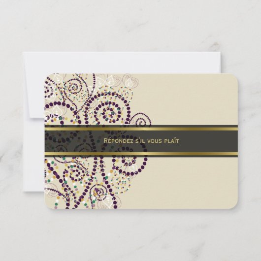 Carte RSVP de mariage Boho pourpre Boho élégant (Dos)
