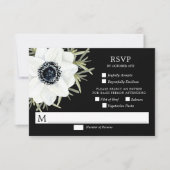 Carte RSVP de mariage botanique aux anémones noirs (Devant)