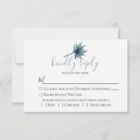 Carte RSVP de mariage botanique de chardon bleu