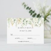 Carte RSVP de mariage botanique de feuillage vert (Debout devant)