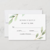 Carte RSVP de mariage botanique de feuillage vert (Devant)