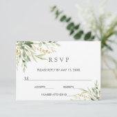 Carte RSVP de mariage botanique de feuillage vert (Debout devant)