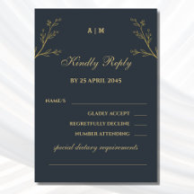 Carte RSVP de mariage botanique de monogramme de c